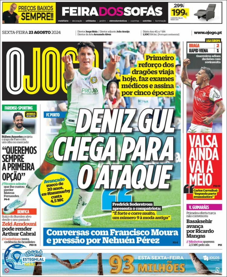 روزنامه ورزشی توتو اوجوگو جمعه 2 شهریور 1403 