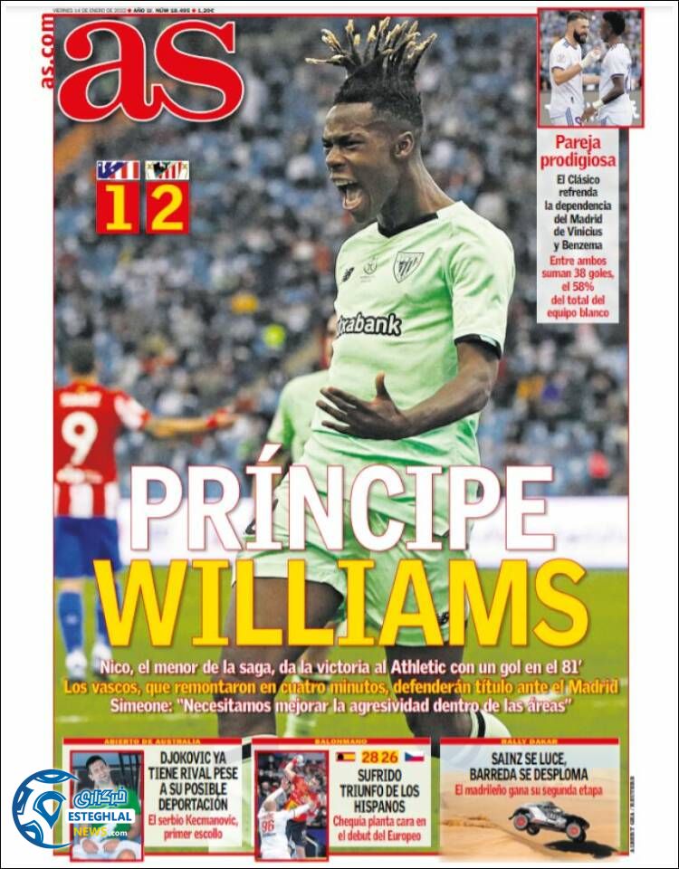 روزنامه ورزشی آ اس جمعه 24 دی 1400