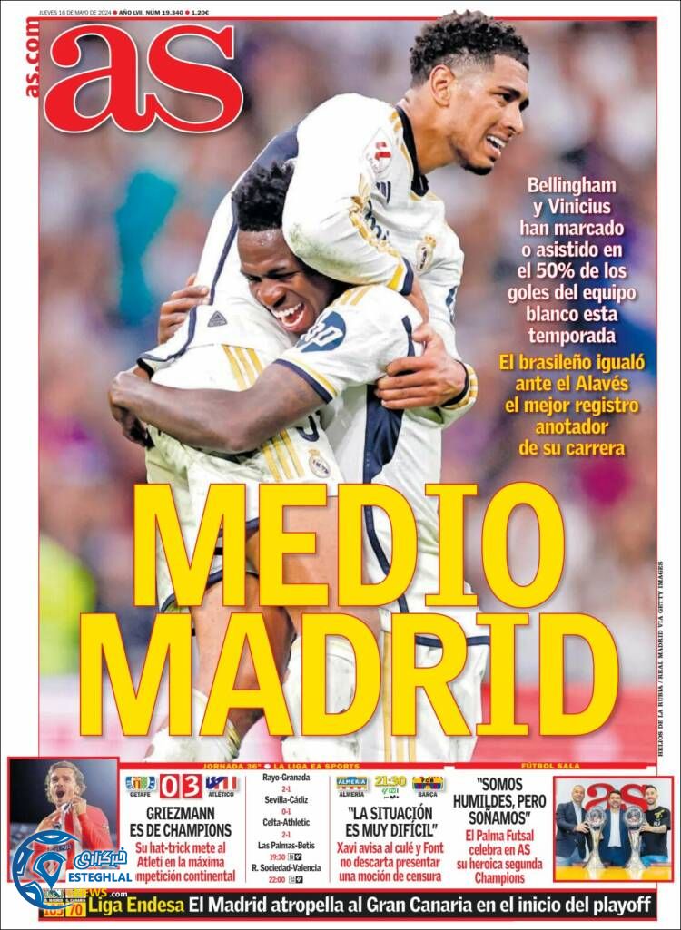 روزنامه ورزشی آ اس پنجشنبه 27 اردیبهشت 1403 