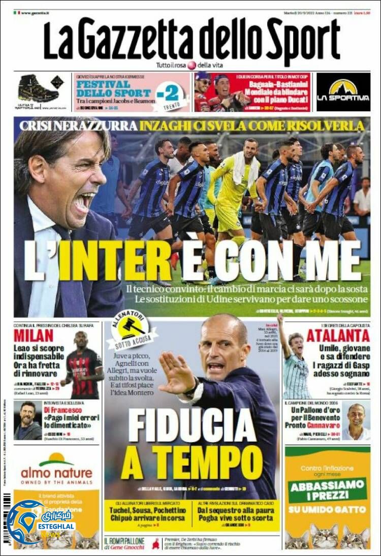 روزنامه ورزشی  گاترتا دلو اسپورت سه شنبه 29 شهریور 1401 