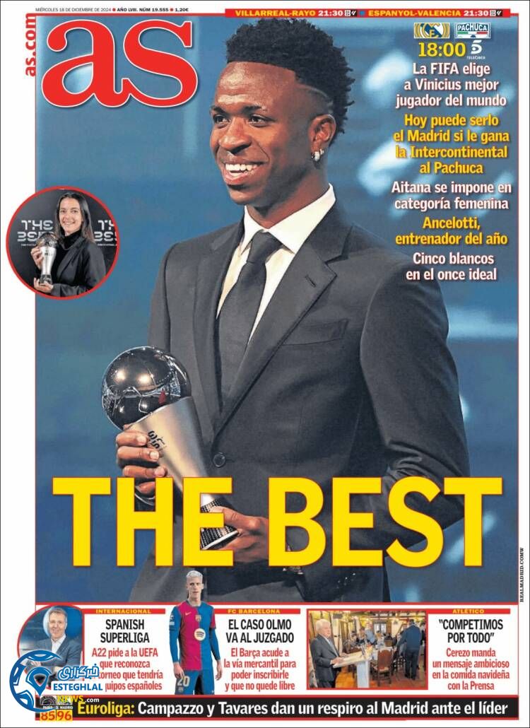 روزنامه ورزشی آ اس چهارشنبه 28 آذر 1403