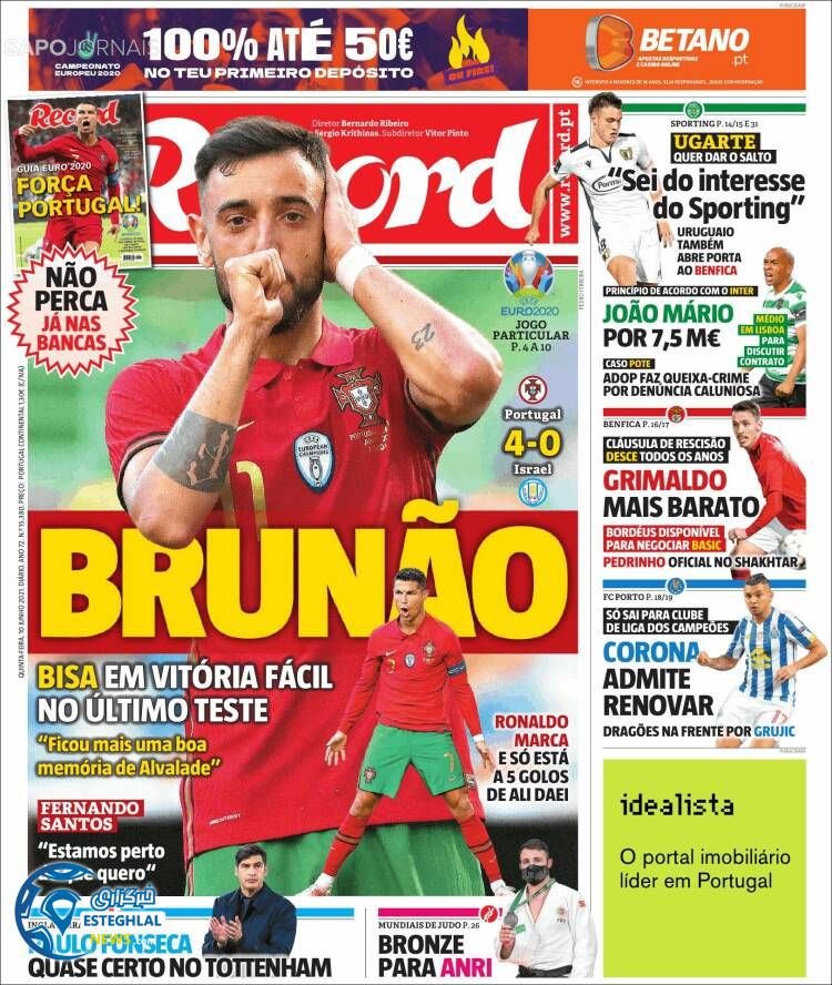 روزنامه ورزشی رکورد پنجشنبه 20 خرداد 1400