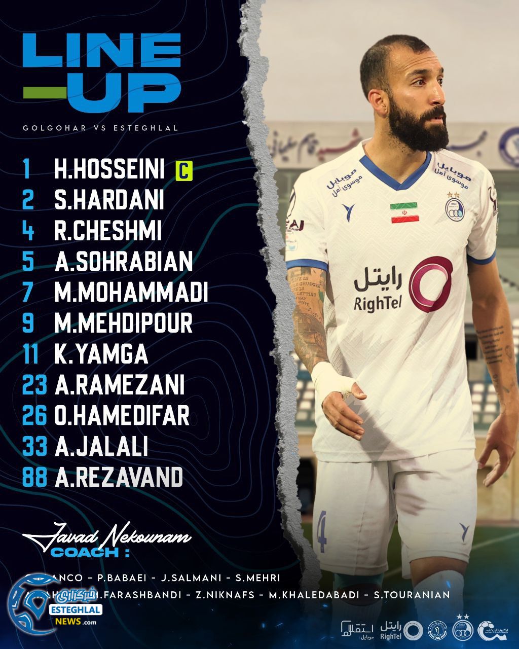 ترکیب استقلال مقابل گل گهر