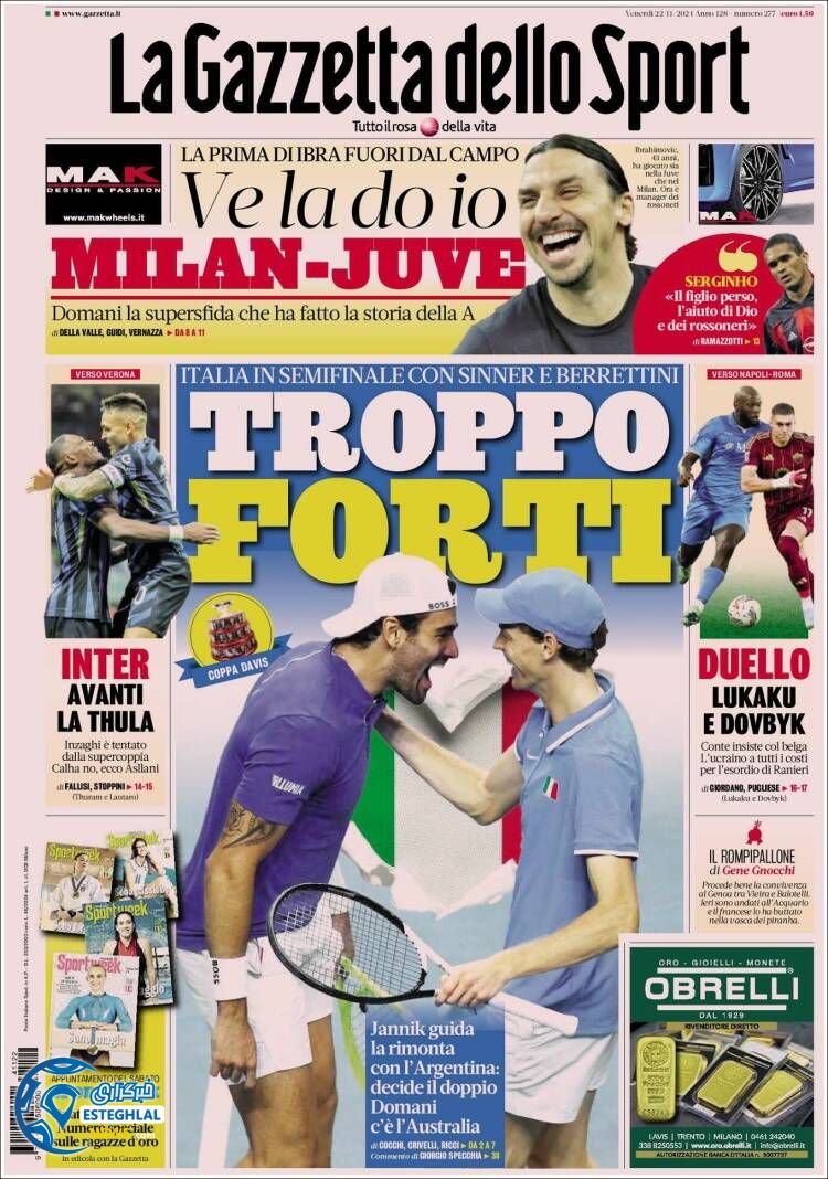 روزنامه ورزشی 'گاتزتا دلو اسپورت جمعه 2 آذر 1403 