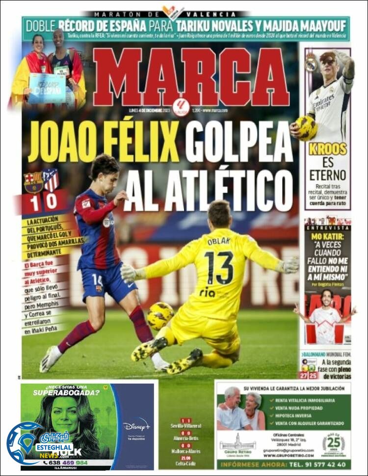 روزنامه ورزشی مارکا دوشنبه 13 آذر 1402 