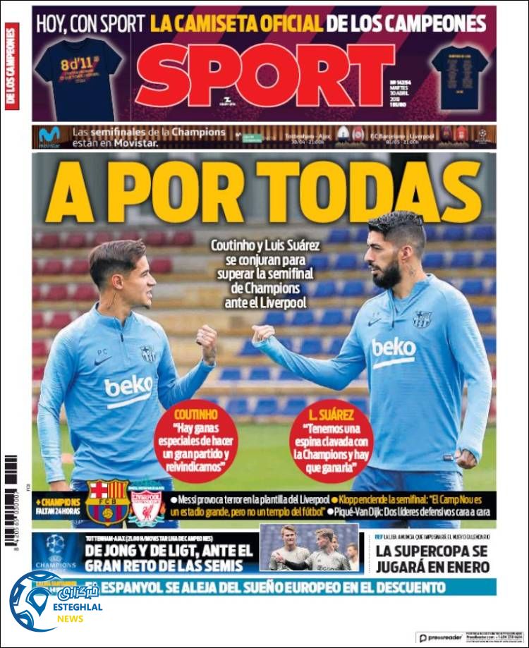 روزنامه ورزشی اسپورت سه شنبه 10 اردیبهشت 1398