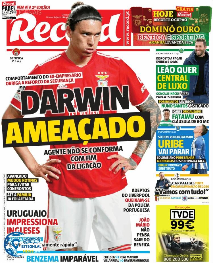 روزنامه ورزشی رکورد پنجشنبه 18 فروردین 1401