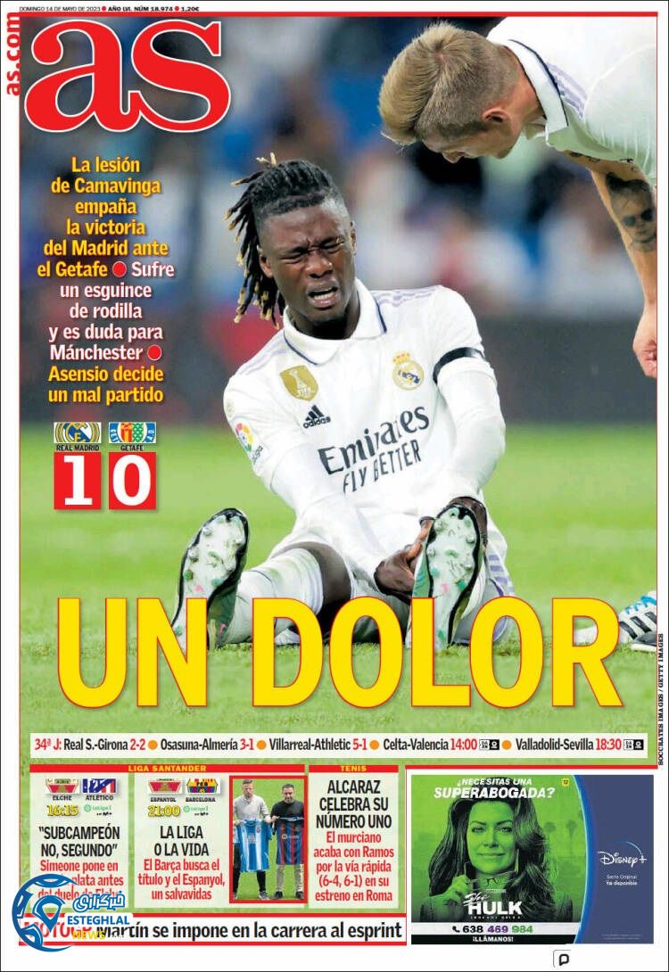 روزنامه ورزشی آ اس یکشنبه 24 اردیبهشت 1402 