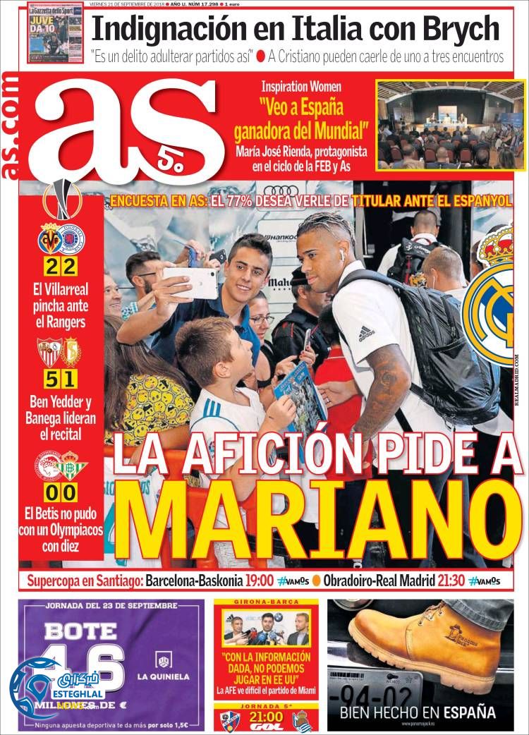 روزنامه ورزشی آ اس جمعه 30 شهریور 1397