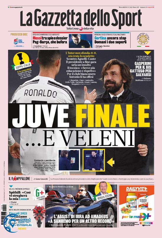 روزنامه ورزشی گاتزتا دلو اسپورت چهارشنبه 22 بهمن 1399