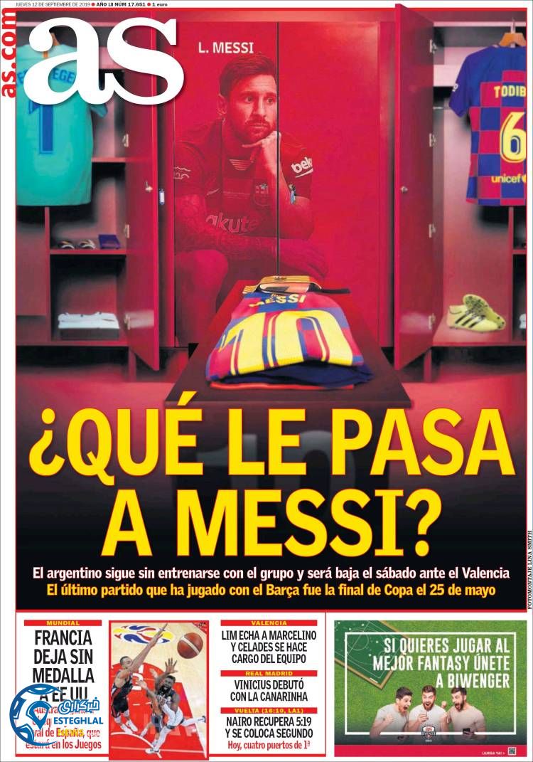 روزنامه ورزشی آاس پنجشنبه 21 شهریور 1398