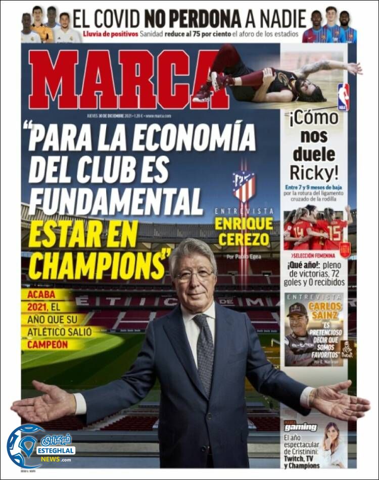 روزنامه ورزشی مارکا پنجشنبه 9 دی 1400