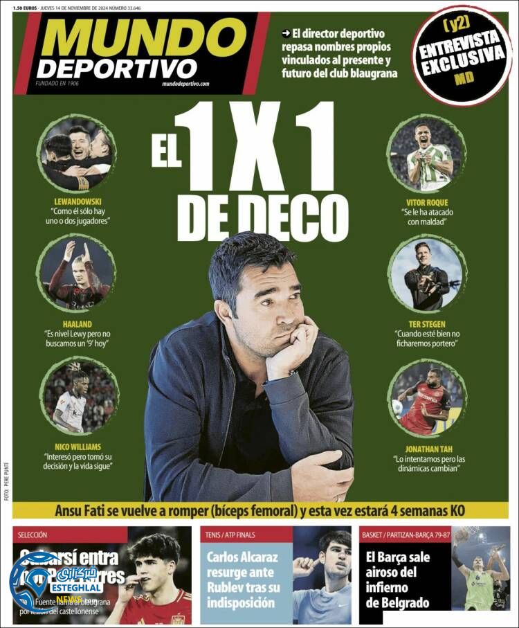 روزنامه ورزشی موندو دپورتیوو پنجشنبه 24 آبان 1403 