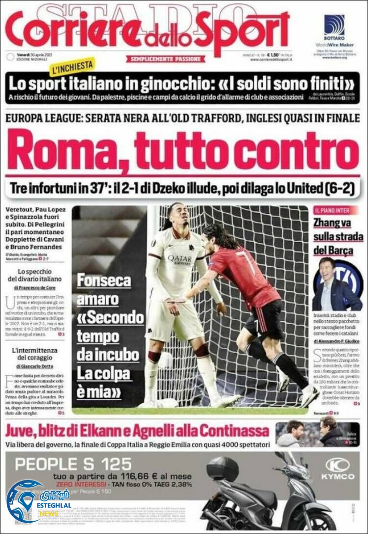 روزنامه ورزشی کوریره دلو اسپورت جمعه 10 اردیبهشت 1400