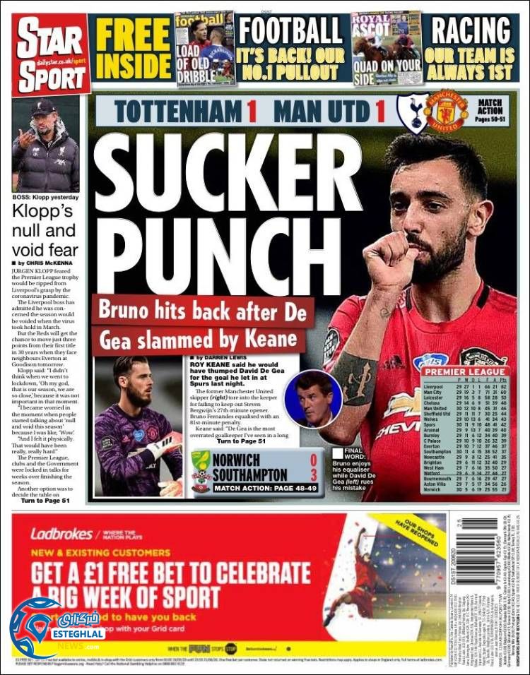 روزنامه ورزشی استار اسپورت شنبه 31 خرداد 1399