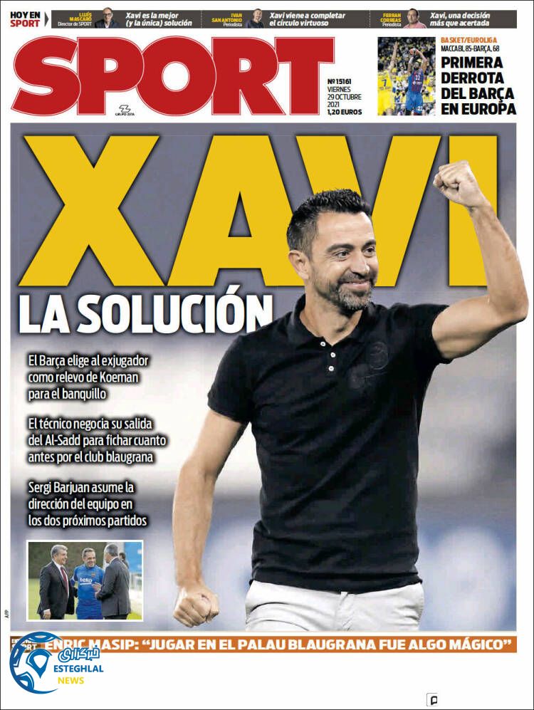 روزنامه ورزشی اسپورت جمعه 7 آبان 1400