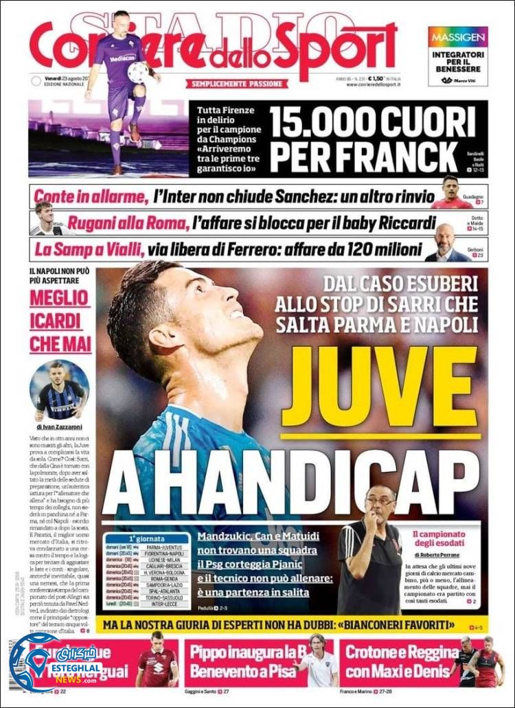 روزنامه ورزشی کوریره دلو اسپورت جمعه 1 شهریور 1398