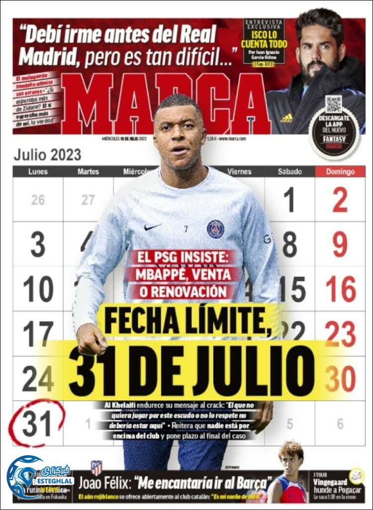 روزنامه ورزشی مارکا چهارشنبه 28 تیر 1402 