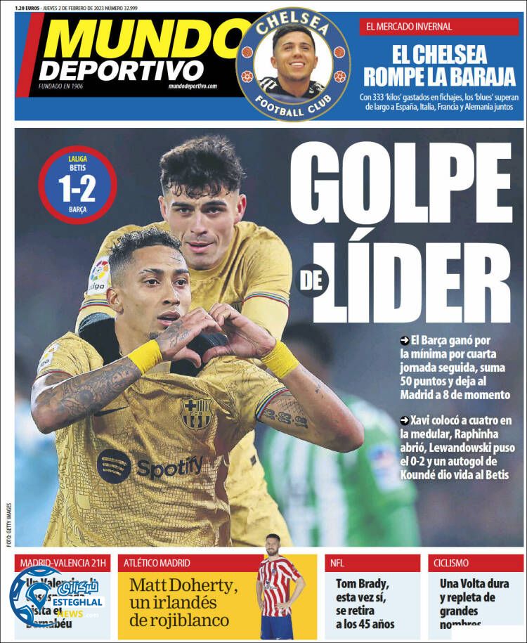 روزنامه ورزشی موندودپورتیوو پنجشنبه 13 بهمن 1401 