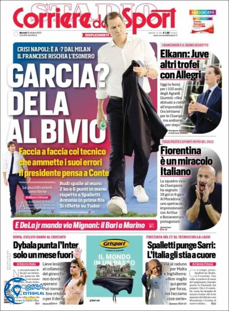 روزنامه ورزشی کوریره دلو اسپورت سه شنبه 18 مهر 1402 