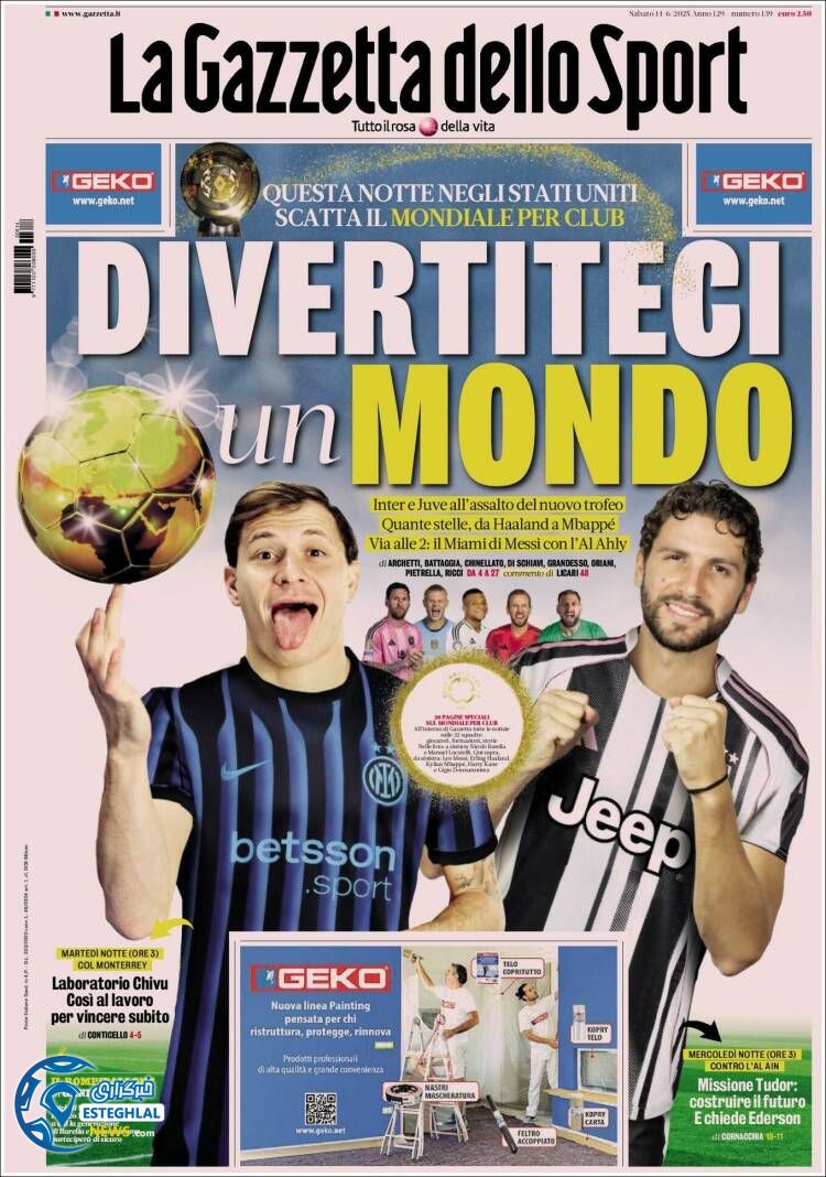 روزنامه ورزشی گاتزتا دلو اسپورت شنبه 24 خرداد 1404 