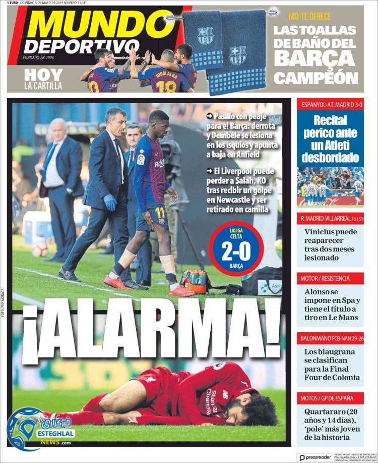 روزنامه ورزشی موندو دپورتیوو یکشنبه 15 اردیبهشت 1398