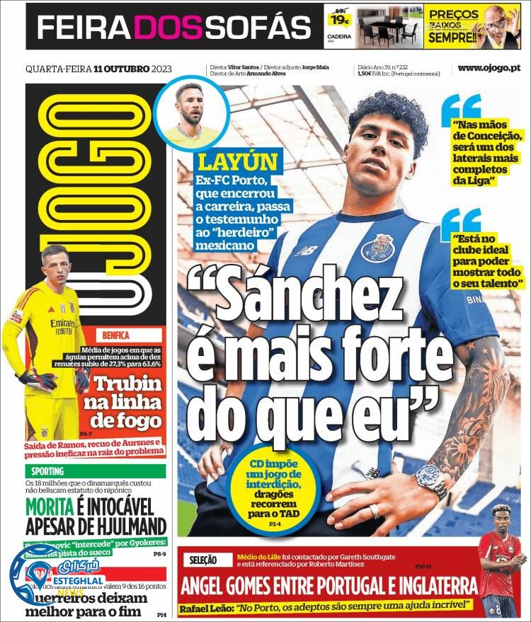 روزنامه ورزشی اوجوگو چهارشنبه 19 مهر 1402 