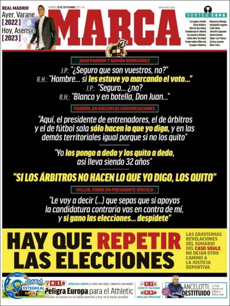 روزنامه مارکا جمعه 7 مهر 1396    