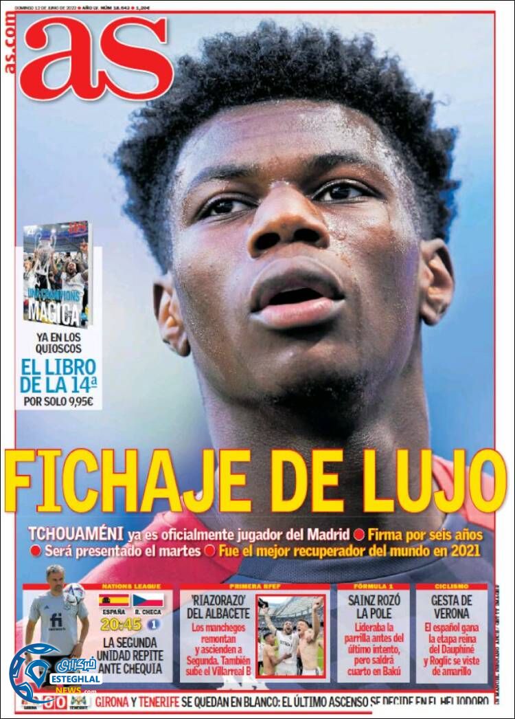 روزنامه ورزشی آ اس یکشنبه 22 خرداد 1401