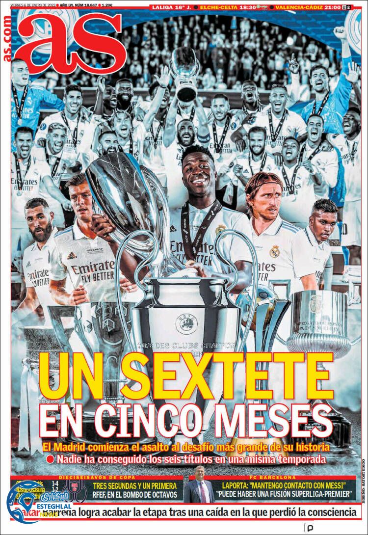 روزنامه ورزشی آ اس جمعه 16 دی 1401