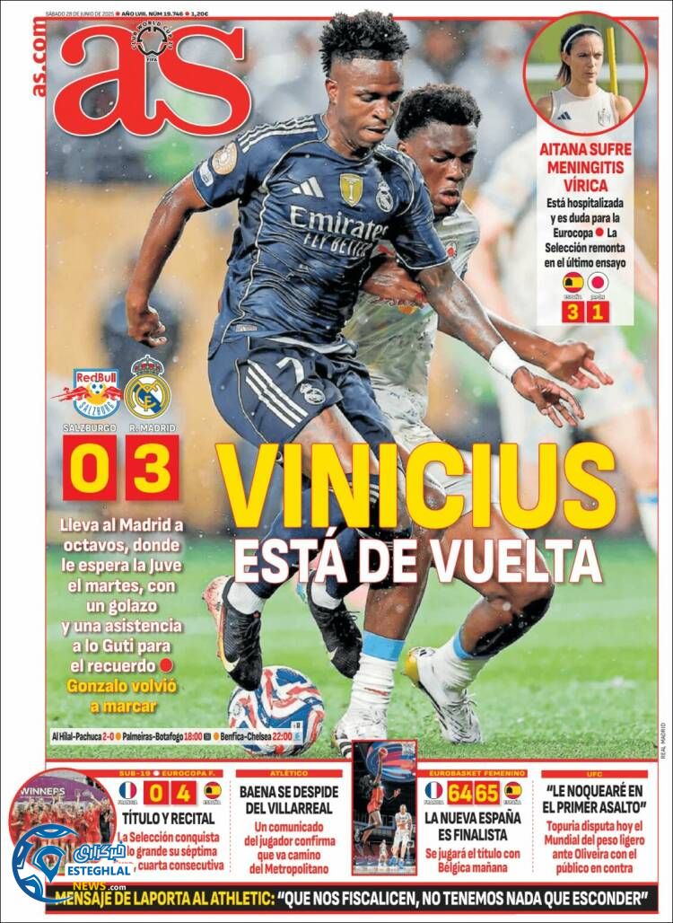 روزنامه ورزشی آ اس شنبه 7 تیر 1404  