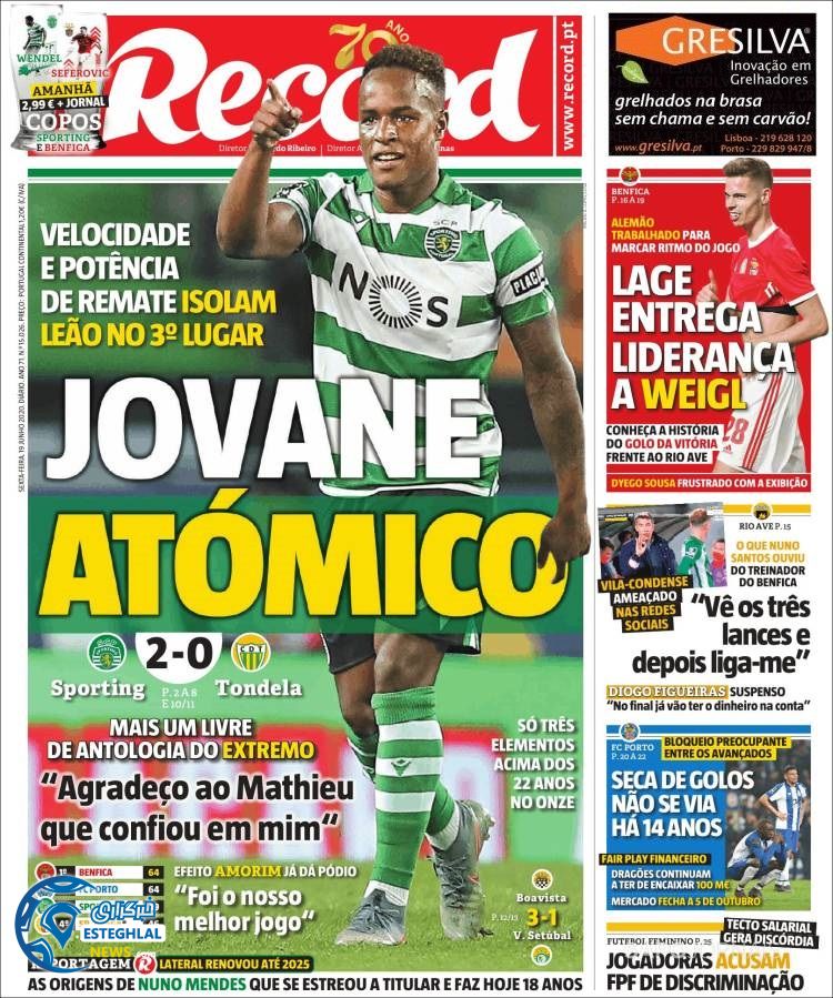 روزنامه ورزشی رکورد جمعه 30 خرداد 1399