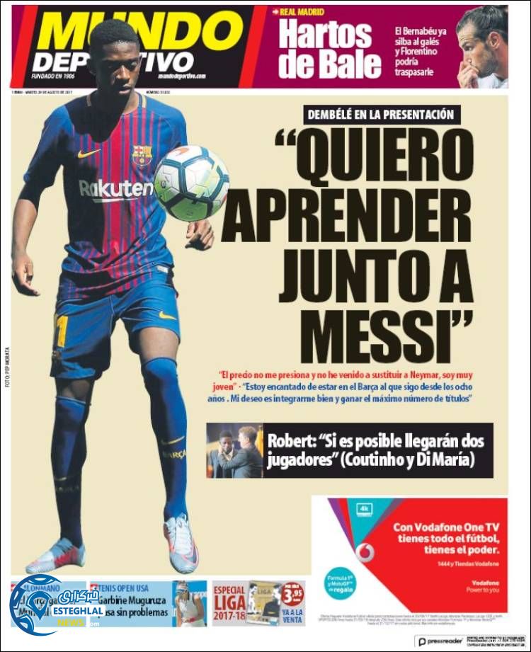 روزنامه موندو دپورتیوو 7 شهریور 96