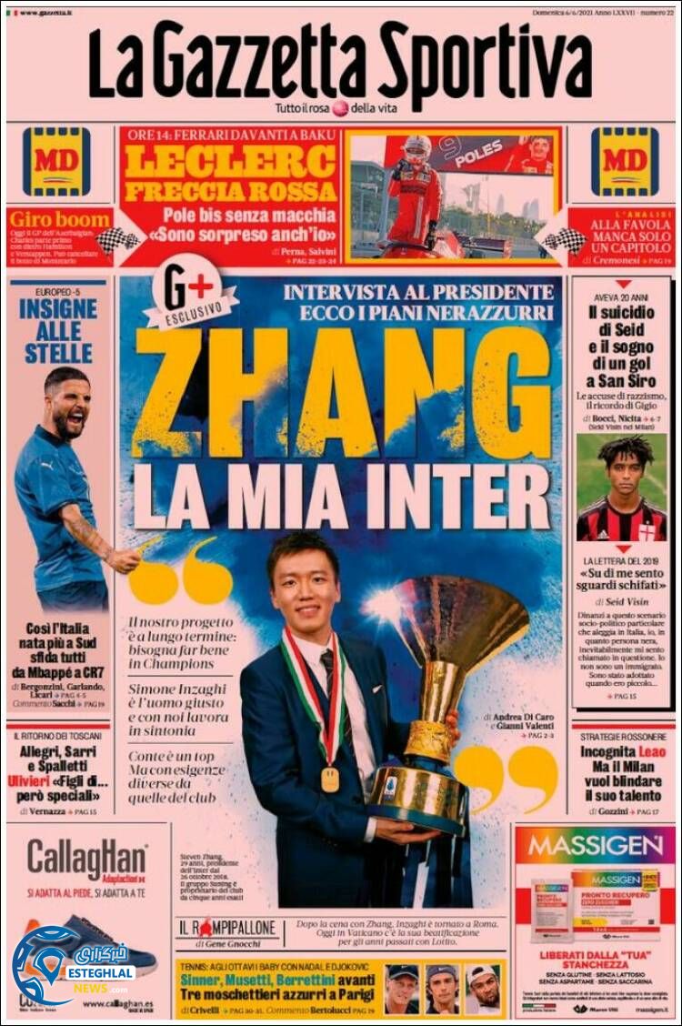 روزنامه ورزشی گاتزتا دلو اسپورت یکشنبه 16 خرداد 1400