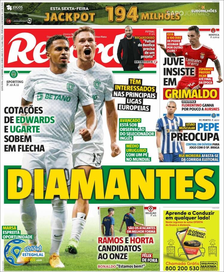 روزنامه ورزشی رکورد جمعه 1 مهر 1401