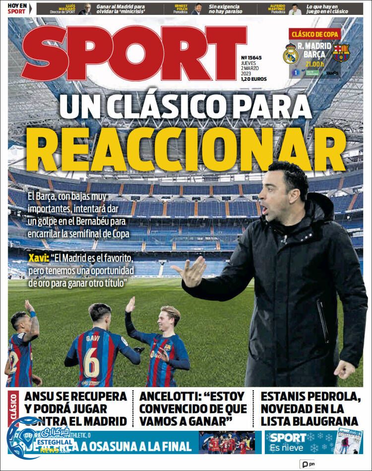 روزنامه ورزشی  اسپورت پنجشنبه 11 اسفند 1401  