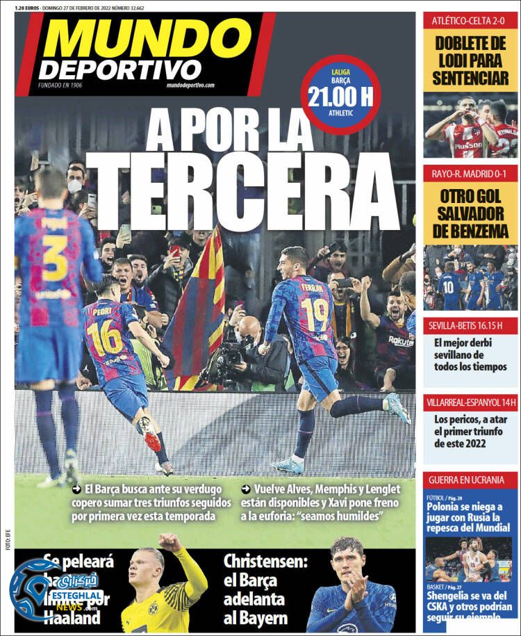 روزنامه ورزشی موندو دپورتیوو یکشنبه 8 اسفند 1400