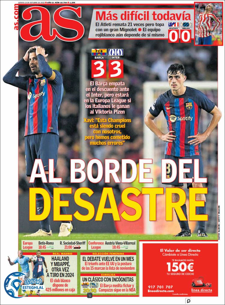 روزنامه ورزشی آ اس پنجشنبه 21 مهر 1401 