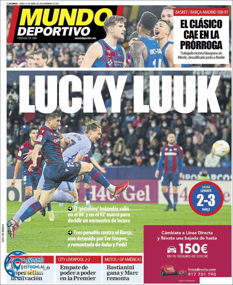 روزنامه ورزشی موندو دپورتیوو دوشنبه 22 فروردین 1401