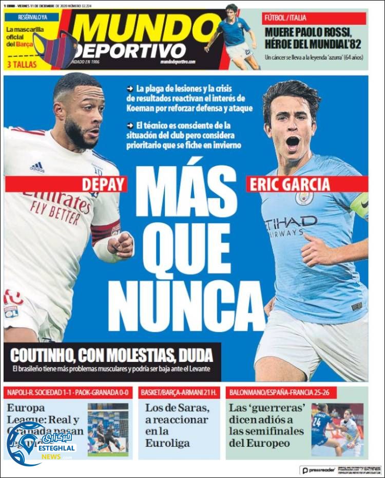 روزنامه ورزشی موندو دپورتیوو جمعه 21 آذر 1399