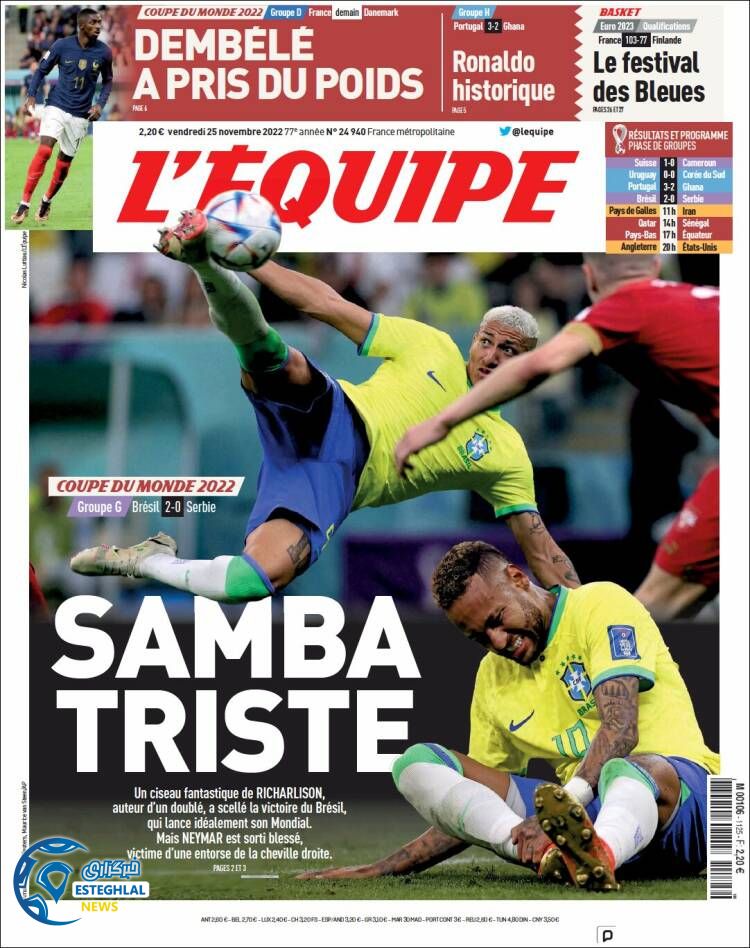 روزنامه  ورزشی اکیپ جمعه 4 آذر 1401 