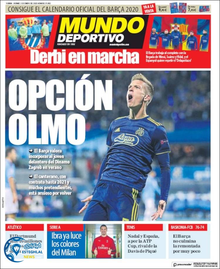 روزنامه ورزشی موندو دپورتیوو جمعه 13 دی 1398