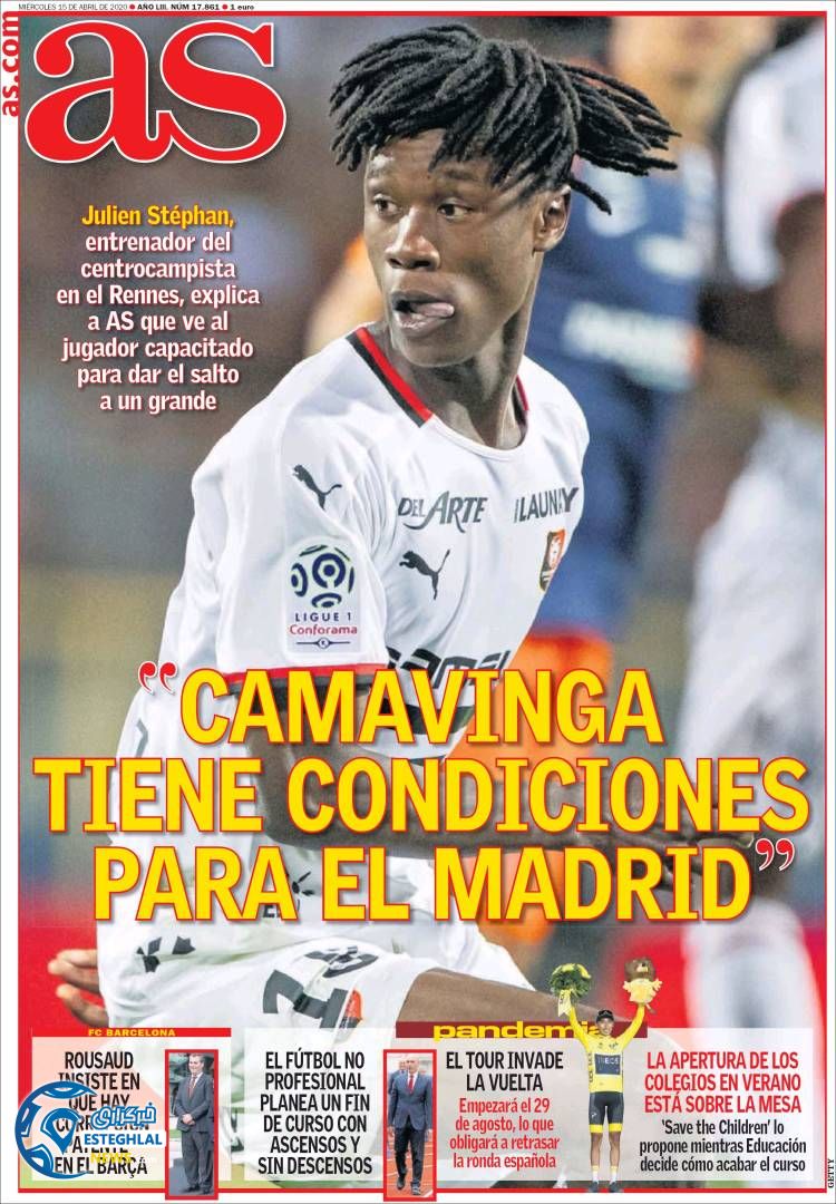 روزنامه ورزشی آاس چهارشنبه 27 فروردین 1399