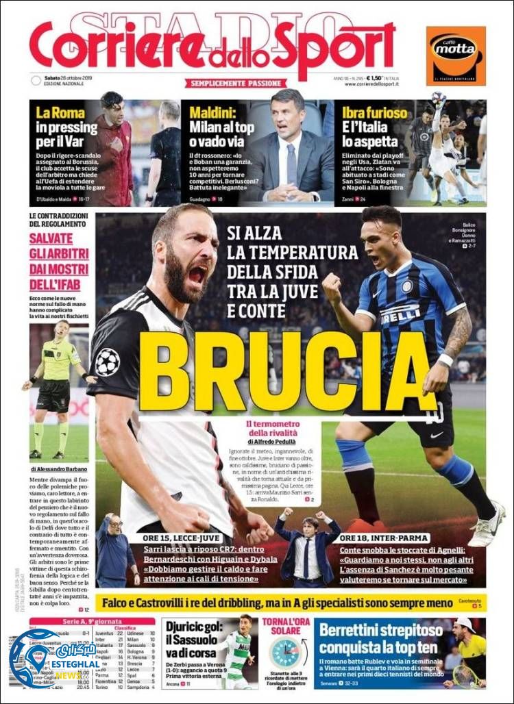 روزنامه ورزشی کوریره دلو اسپورت شنبه 4 آبان 1398