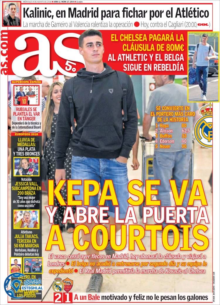 روزنامه ورزشی آ اس چهارشنبه 17 مرداد 1397