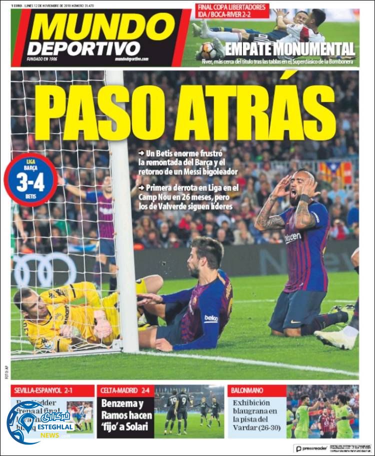 روزنامه ورزشی موندو دپورتیوو دوشنبه 21 آبان 1397