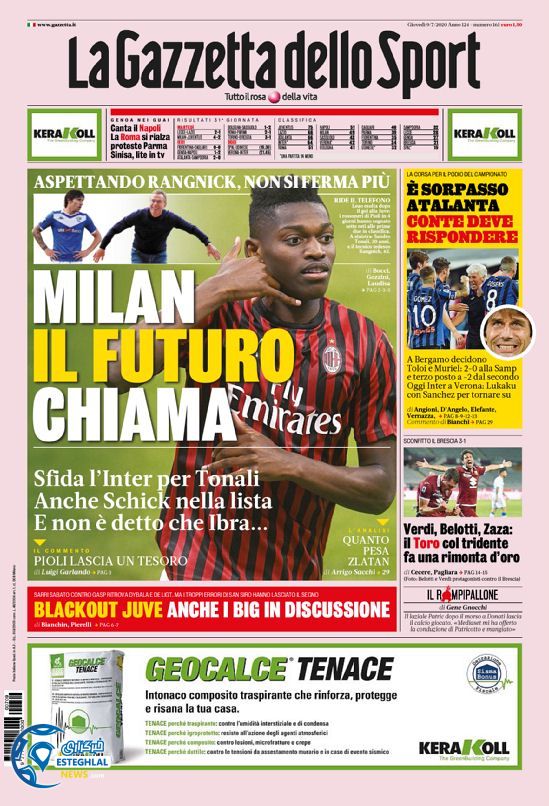 روزنامه ورزشی گاتزتا دلو اسپورت پنجشنبه 19 تیر 1399