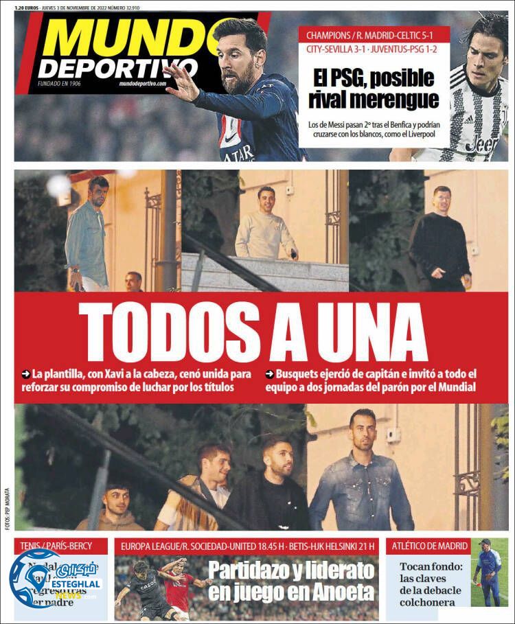 روزنامه ورزشی موندو دپورتیوو پنچشنبه 12 آبان 1401