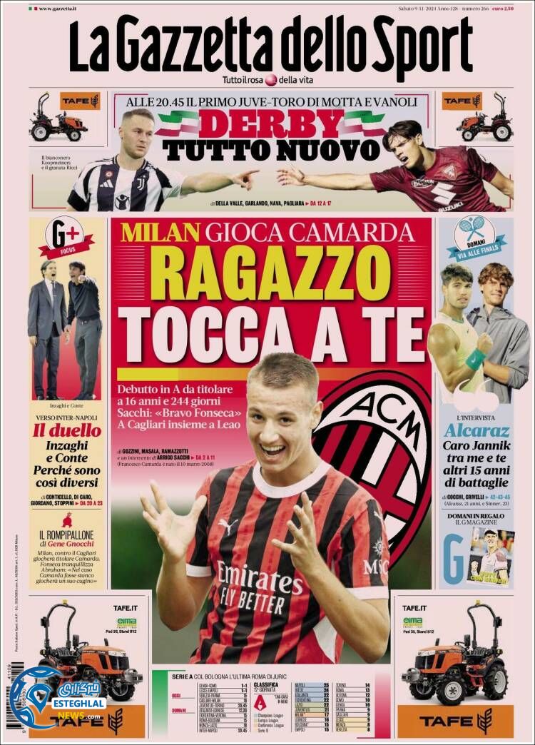 روزنامه ورزشی گاتزتا دلو اسپورت شنبه 19 آبان 1403 