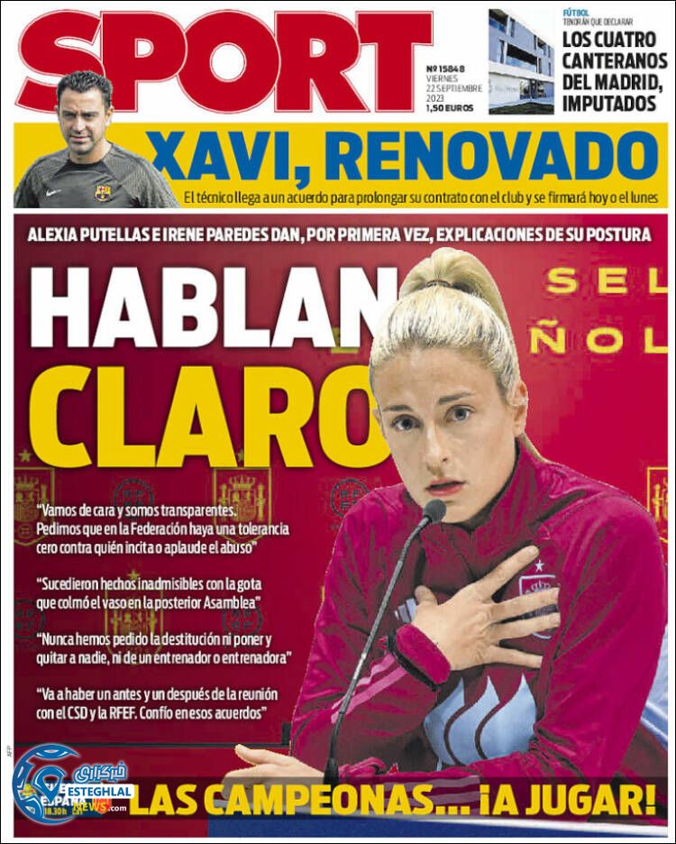 روزنامه ورزشی اسپورت جمعه 31 شهریور 1402